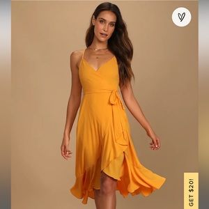 Lulus ruffled midi wrap dress